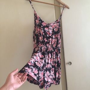Black/Pink Flower Romper
